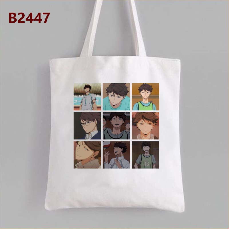 Haikyuu!! Nhật Bản Anime Túi Đeo Vai Bông Tai Kẹp Canvs Totes Túi Xách Dễ Thương Dung Tích Lớn