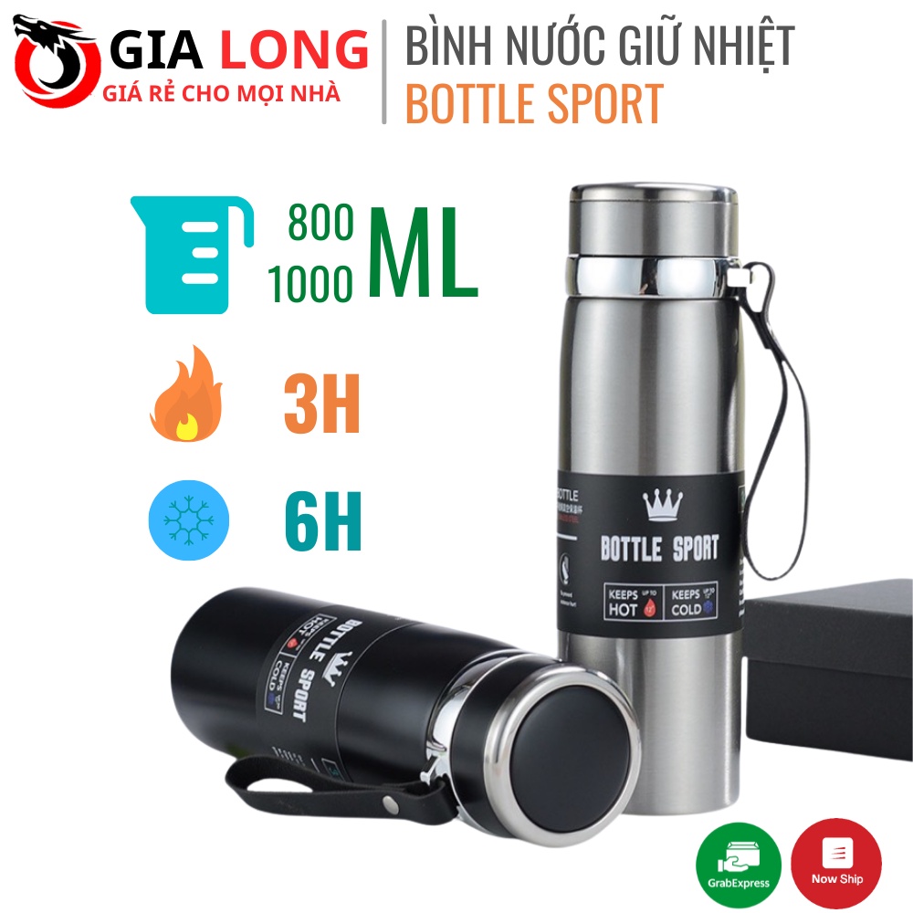 Bình giữ nhiệt BOTTLE SPORT 1000ML chất liệu INOX 304 cao cấp, giữ cả nước nóng và lạnh trong vài giờ đồng hồ