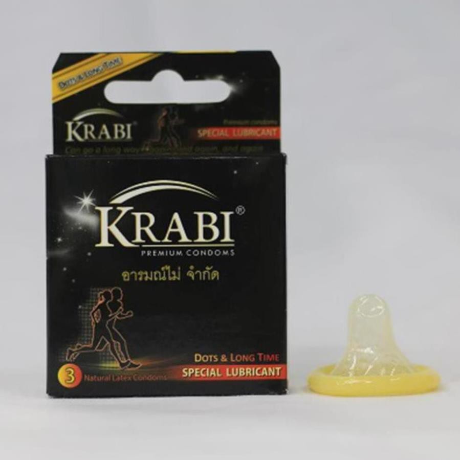 [CHE TÊN] [TRỊ XUẤT TINH SỚM -100%] Bao cao su Krabi có gai và kéo dài thời gian | Dots &amp; Longtime Krabi Premium Condoms