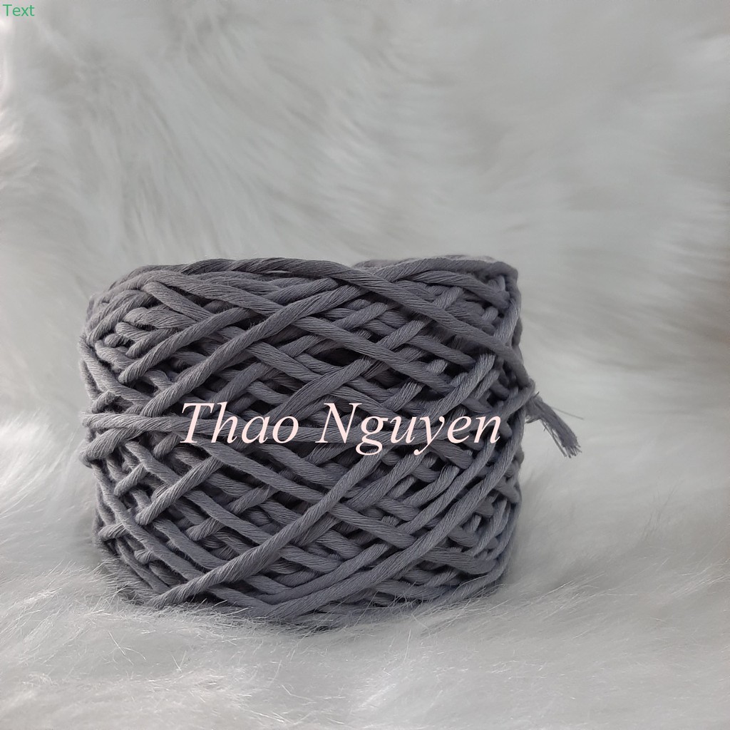 ( ẢNH THẬT )Dây thừng se macrame , dây cotton màu XÁM .( 3mm và 5mm)