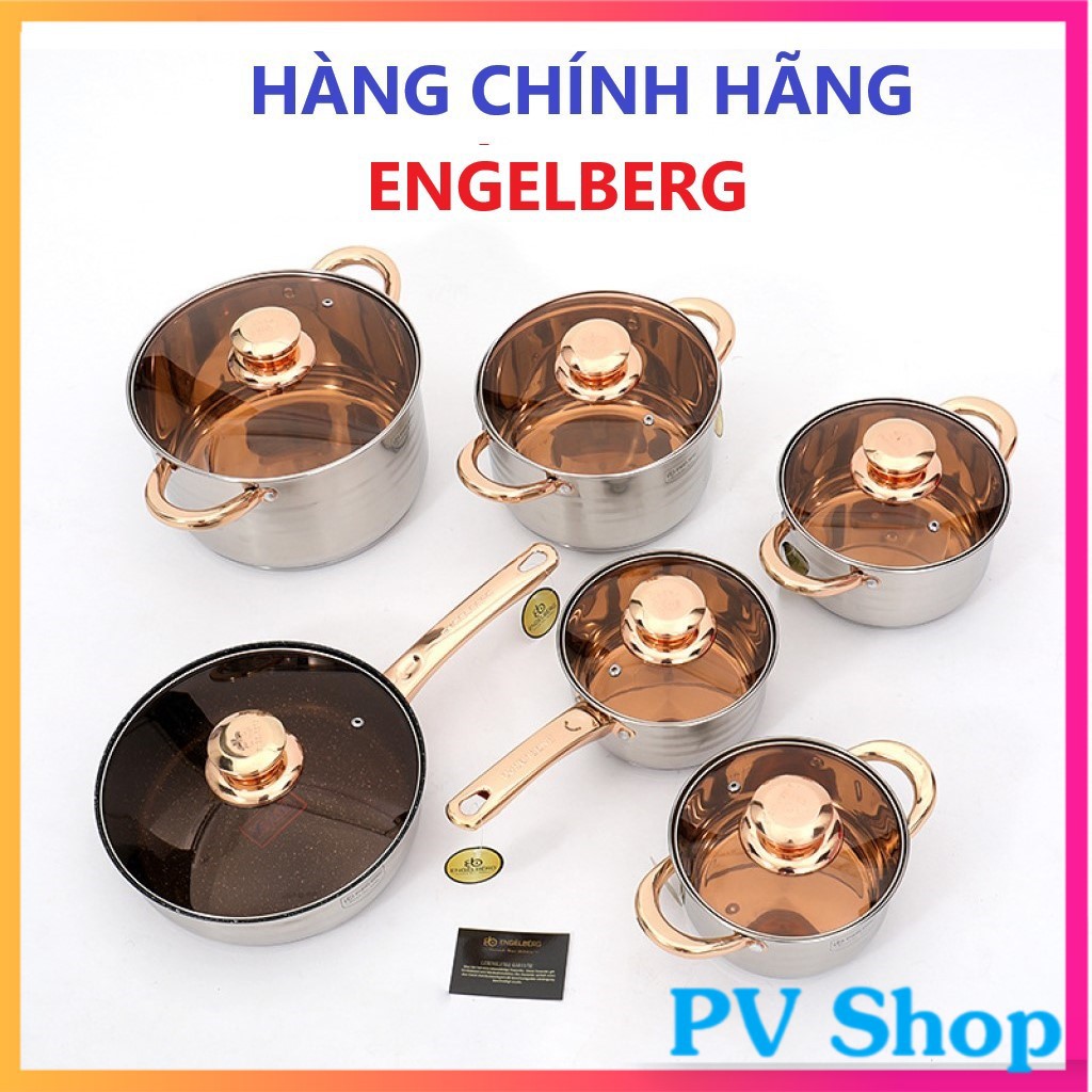 (✅Chính hãng) Bộ nồi đức 6 món ENGELBERG Chính hãng đầy đủ tem mác