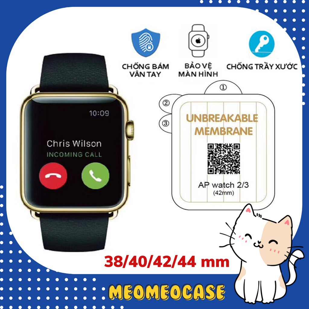 Miếng dán dẻo ppf bảo vệ màn hình Apple Watch đủ size 38/40/42/44mm - MeoMeoCase