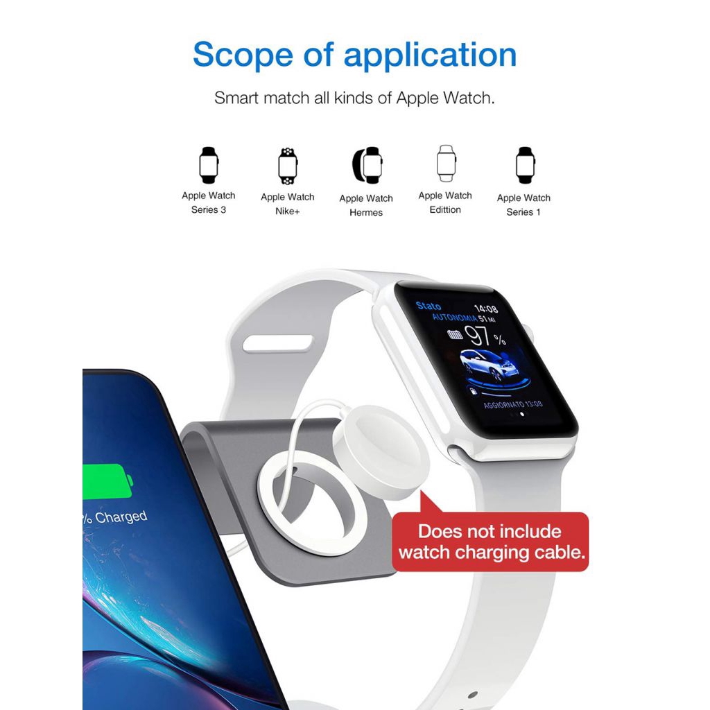 【COD】 3 in 1 aluminum wireless charging stand for Apple Iwatch iPhone