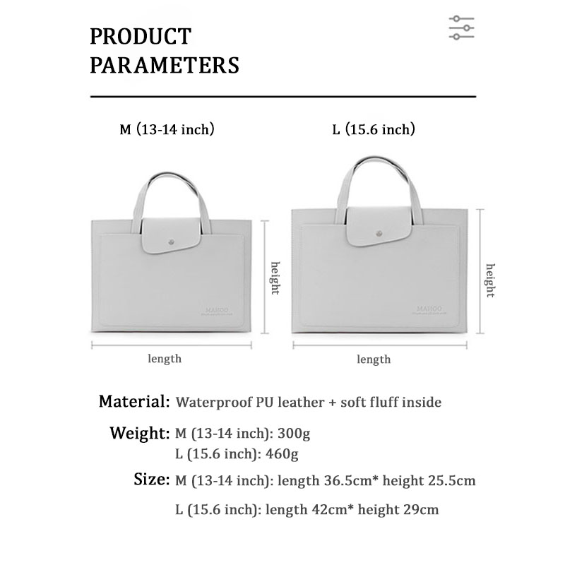 Túi đựng máy tính xách tay bằng da PU không thấm nước mới 13/ 14/ 15.6 inch cho Macbook Air Pro 13 15 C