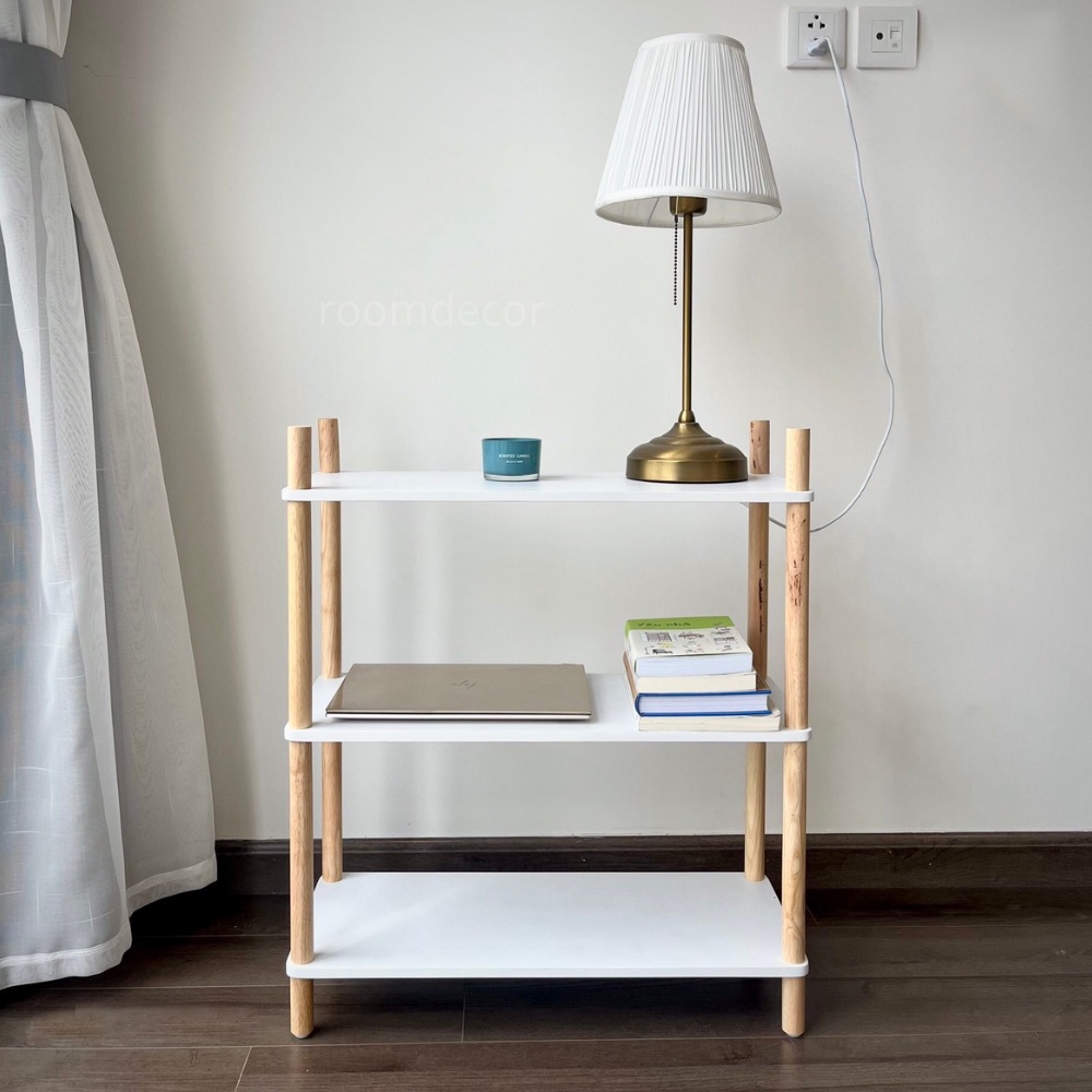 Kệ gỗ trắng decor đa năng 2 3 4 5 6 tầng, Sang Trọng, Nhiều Tầng Lắp Ghép Cực Tiện Ích - Kệ gỗ 5 tầng