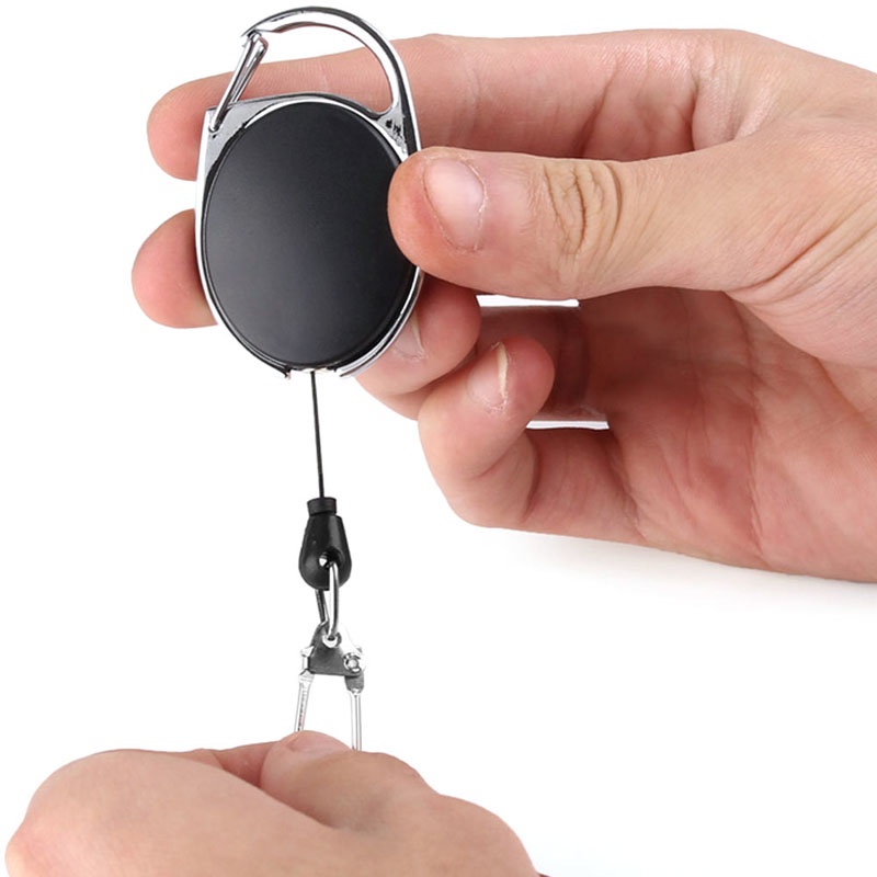 1 Cuộn Dây Gắn Móc Khóa / Thẻ ID Thiết Kế Thu Gọn Tiện Dụng Giá Đỡ