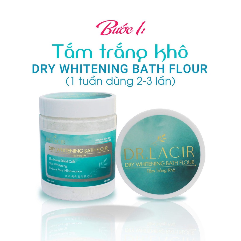 Bột tắm trắng Dr. Lacir V7 Whitening Milk Crystal Bath giảm thâm trắng da hiệu quả 250gr LM29