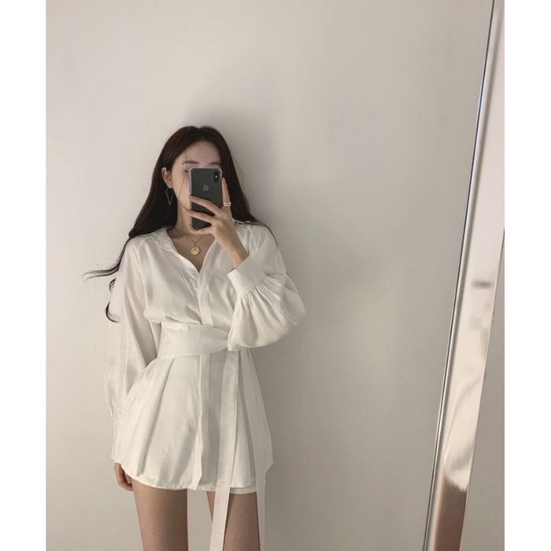 Sét Bánh Bèo Áo Sơ Mi Buộc Eo + Quần Short , Sét Đồ Nữ 2 Màu Siêu Xinh ( Ảnh Thật)