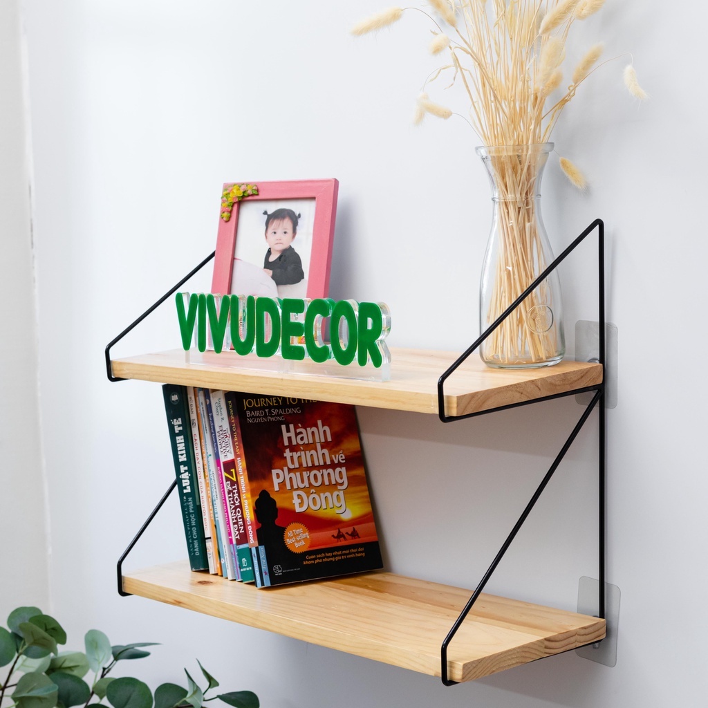 Kệ treo tường VIVUDECOR KT02 100% gỗ thông NewZealand
