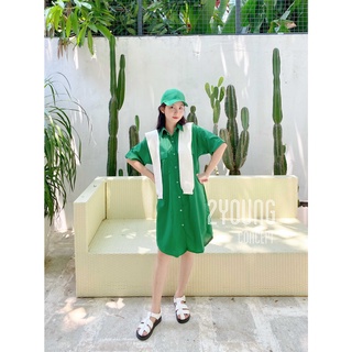 Đầm sơ mi túi nắp [2YOUNG] D984 (ảnh thật)