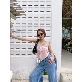 Áo lụa cột nơ hồng