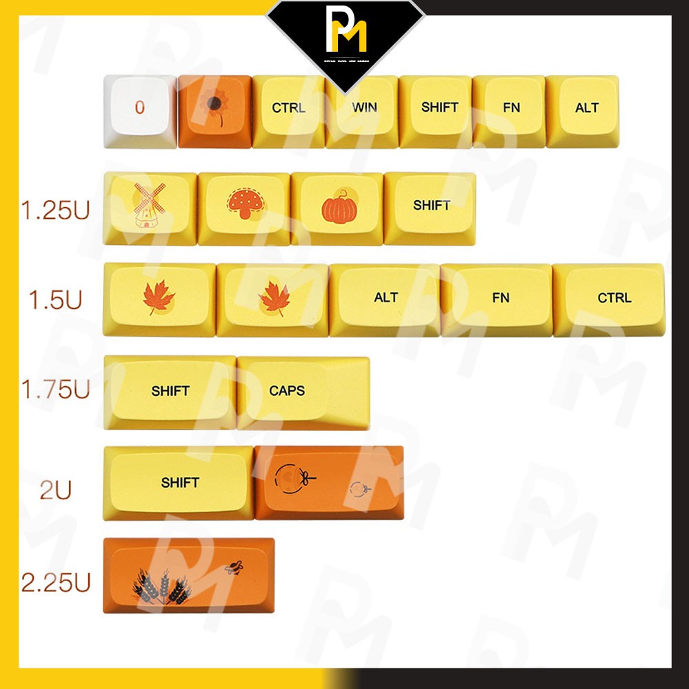 Keycap PBT Mùa Thu Autumn, XDA Profile, dyesub 129 Phím của PCmaster