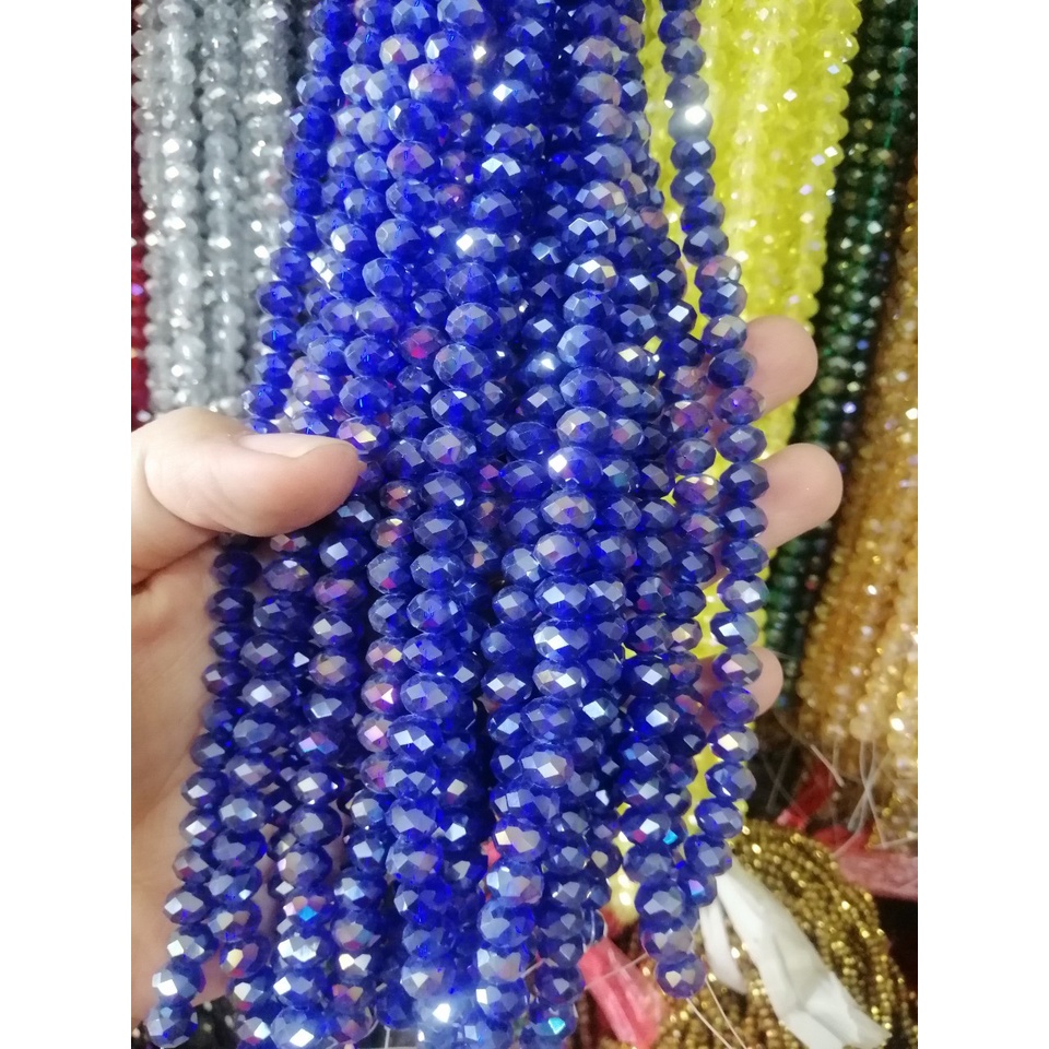 Túi 30 hạt đá pha lê bánh cam (tròn lùn) 6mm lấp lánh làm đồ trang sức