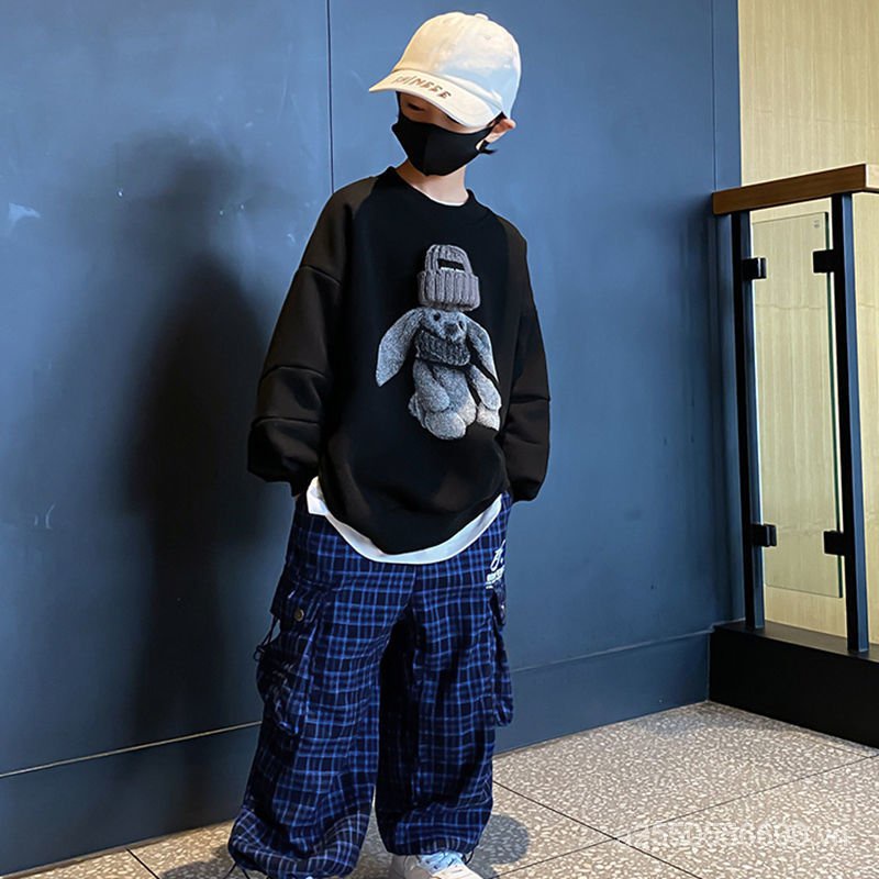 Áo Sweater Vải Lanh Lông Cừu Phong Cách Đường Phố Phương Tây Thời Trang Thu Đông Mới Cho Bé Trai