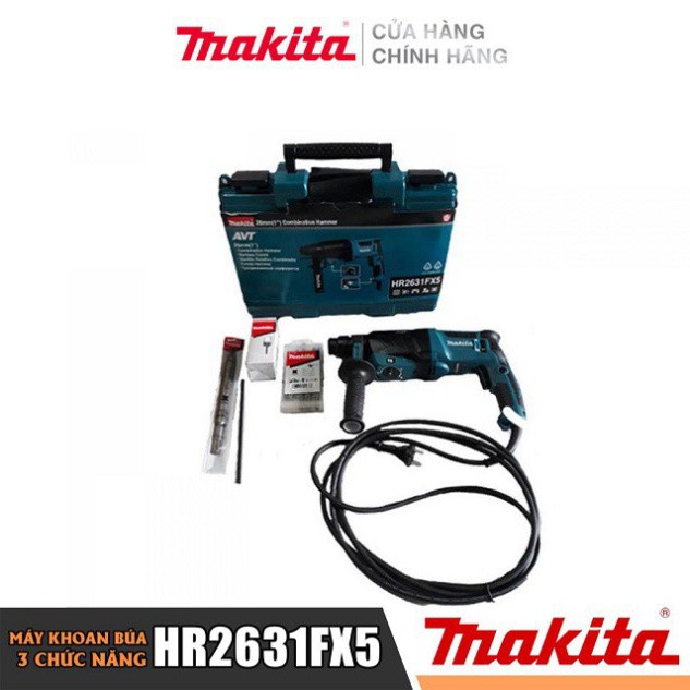 [Hàng Chính Hãng] Máy Khoan Búa Đa Năng Makita HR2631FX5 (26MM-800W), Bảo Hành Toàn Quốc