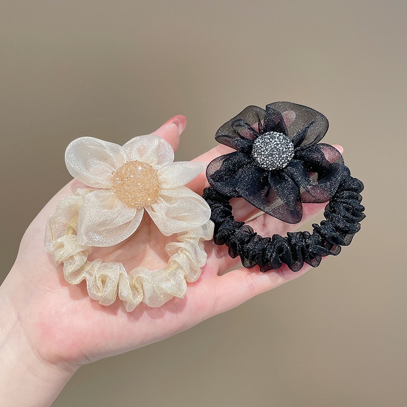 Dây Buộc Tóc Đuôi Ngựa Đính Đá Hình Hoa Hướng Dương Đáng Yêu Cho Nữ