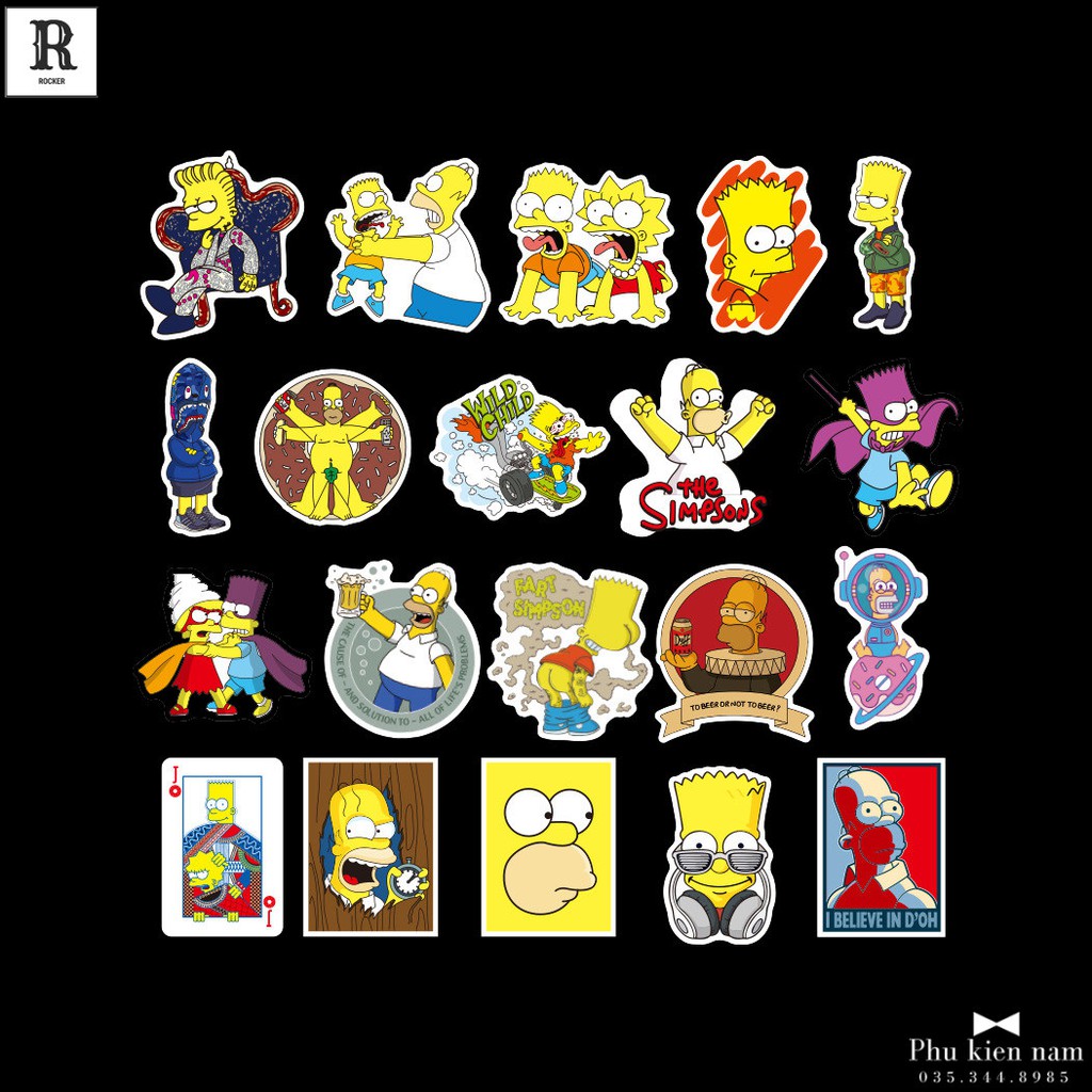 Sticker PVC Hoạt Hình Gia đình Simpson Cả bộ 100 hình ST083