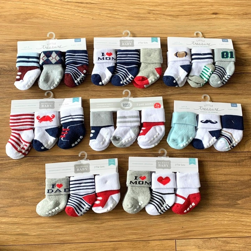 SET 3 ĐÔI VỚ SƠ SINH HUDSON BABY 0-6m