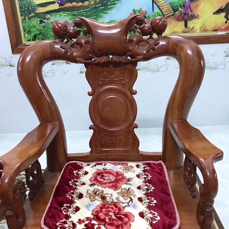 Đệm ghế nhung, đệm ghế sofa - thảm ghế gỗ loai 1 nỉ nhung siêu ấm 3 món
