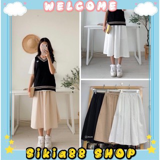 Chân váy đũi dài vintage Quảng Châu -Váy trắng dài style Hàn Quốc- Sikia shop