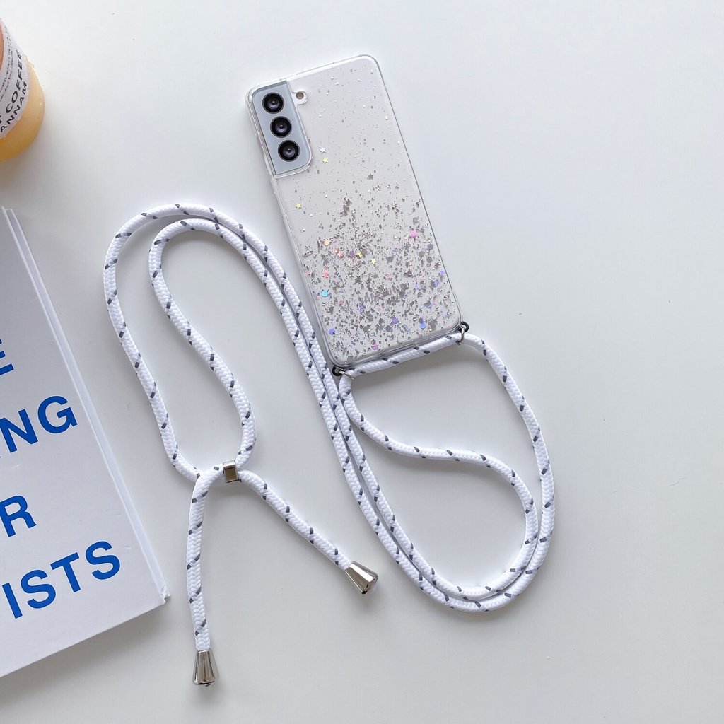 Ốp điện thoại silicon lấp lánh có dây đeo chéo cho Samsung Galaxy Note 20 S21 Ultra S20 FE S10 Plus S10E