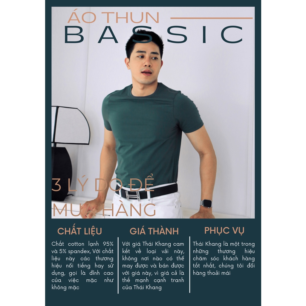 Áo thun nam cổ tròn cotton 100% THÁI KHANG vải cotton dày mềm siêu mát ATRON11