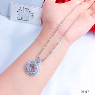Dây chuyền bạc nữ, dây xoắn mặt tròn đính đá cao cấp Orin D5177