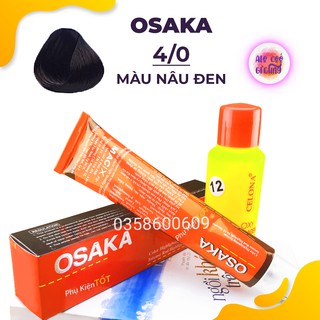 [ 4/0 -  Màu Nâu Đen ] Thuốc Nhuộm Tóc Osaka Loại 100ml + Bình Oxy12 - 100ml