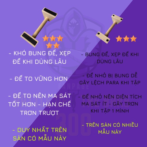[SIÊU BỀN] Dụng cụ hít đất Parallettes 34cm có ĐẾ CHỐNG TRƠN TRƯỢT