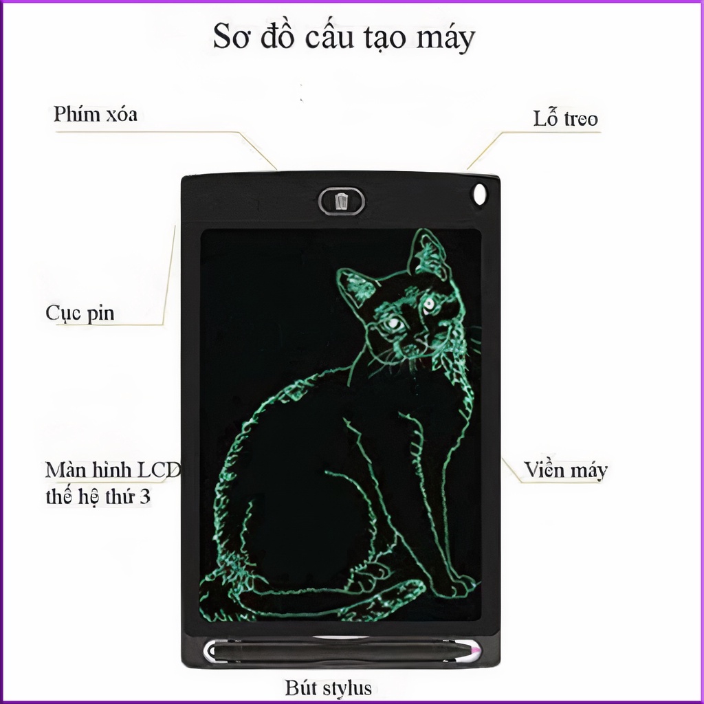 Bảng Viết Bảng Vẽ Điện Tử Thông Minh LCD Tự Động Xóa Thúc Đẩy Tư Duy Sáng Tạo Cho Bé 8.5 inch Bảo Hành 6 Tháng