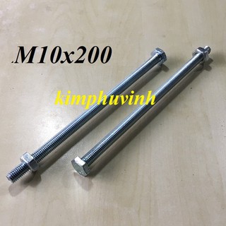 05 BỘ -  M10x200mm BULONG LỤC GIÁC - BULON 10Li