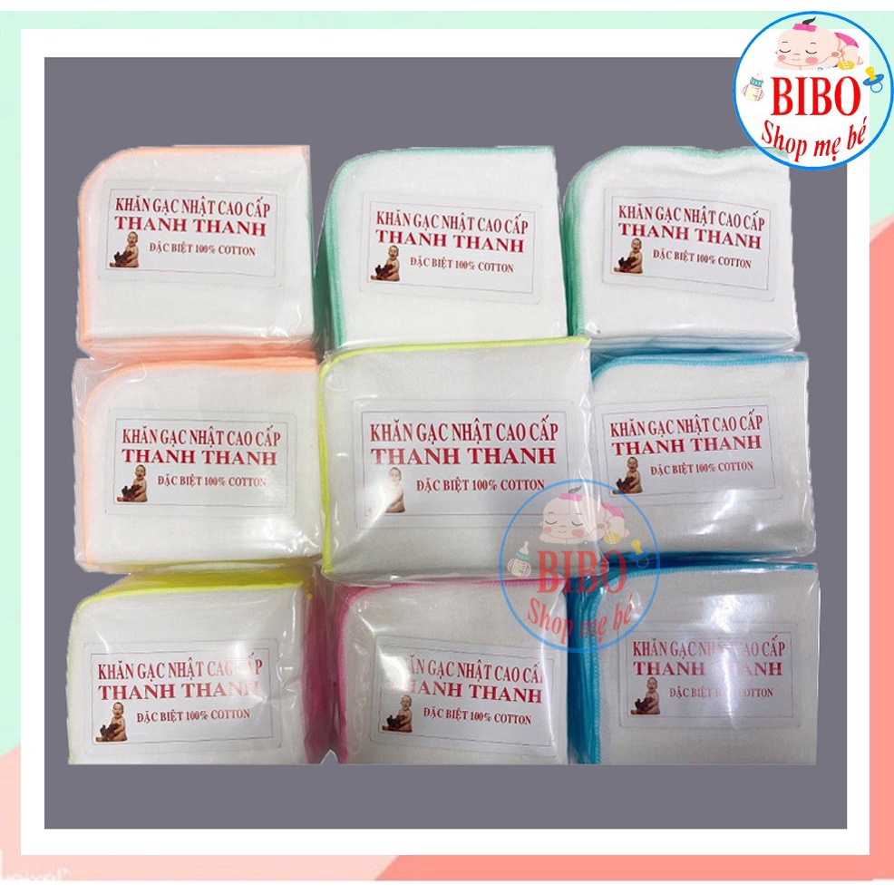 (Khăn dày) Khăn Sữa Cho Bé Sơ Sinh, Khăn Xô Nhật 5 Lớp 100% Cotton Tự Nhiên Set 10c