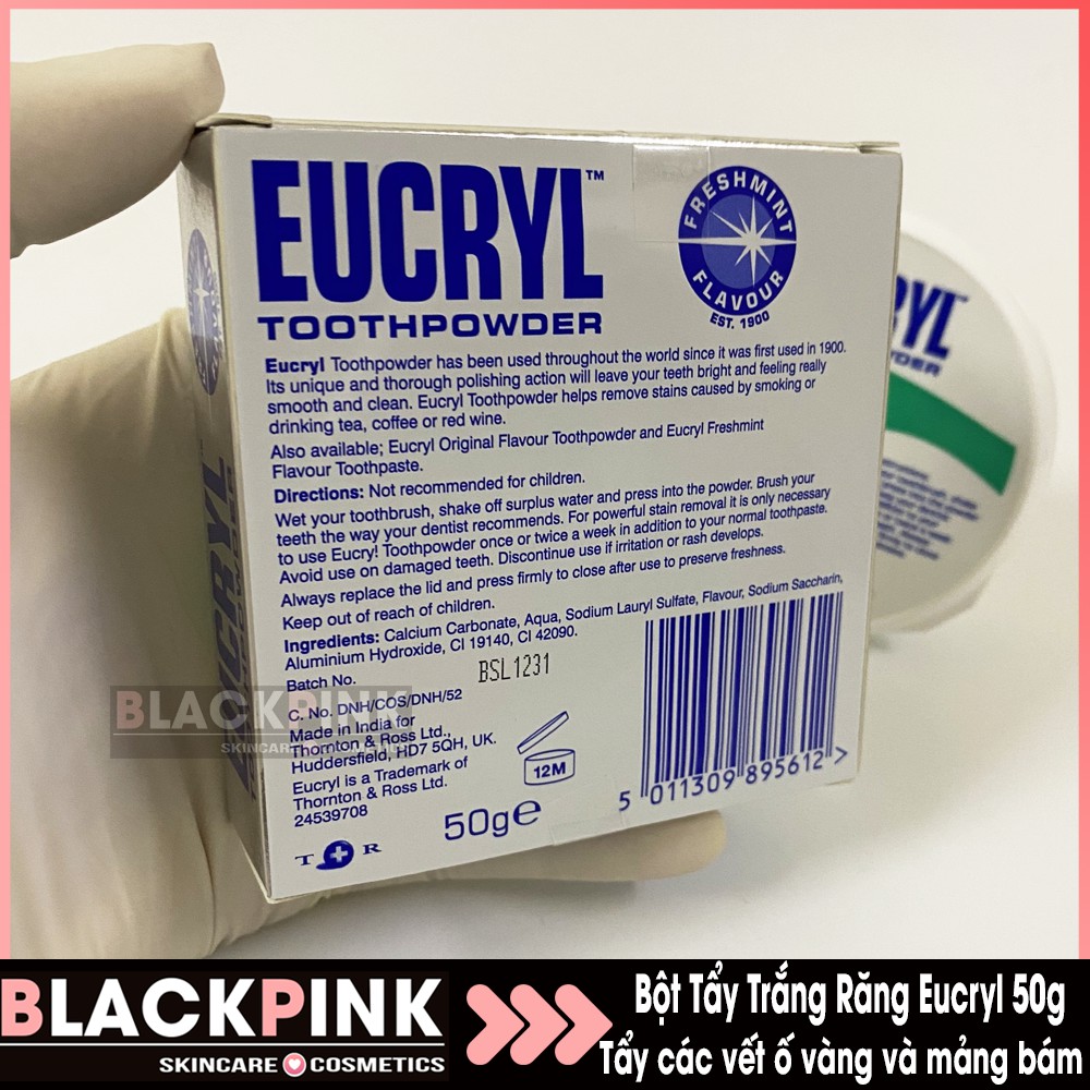 Bột tẩy trắng răng Eucryl 50g - nhập khẩu Anh