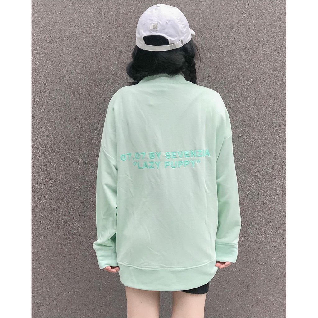 Áo khoác bomber nỉ bé cún PUPPY LAZY form rộng áo nỉ bông nữ Unisex AN2