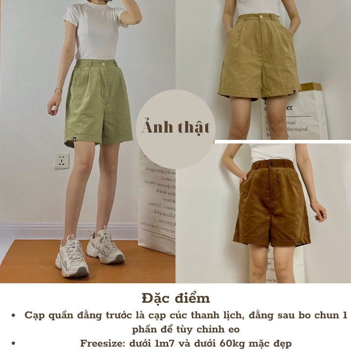 Quần short nhung tăm ống rộng nam nữ form Unisex Đủ 3 màu cực xinh RÔ STORE QS11
