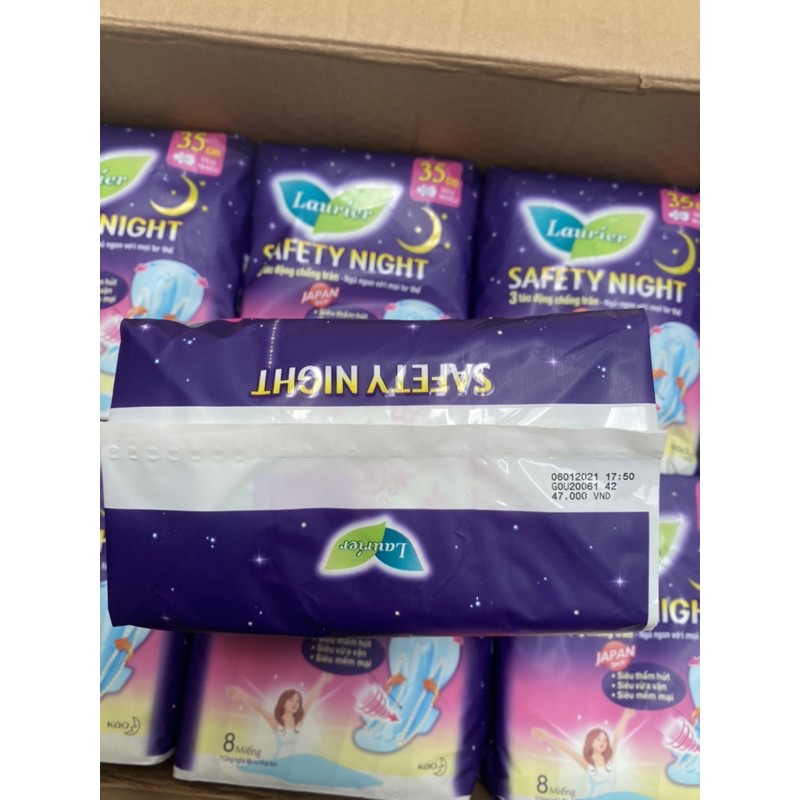 [ TẶNG 6 MIẾNG BAN NGÀY ]COMBO 3 GÓI BĂNG VỆ SINH BAN ĐÊM LAURIER SAFETY NIGHT 35CM 8 MIẾNG