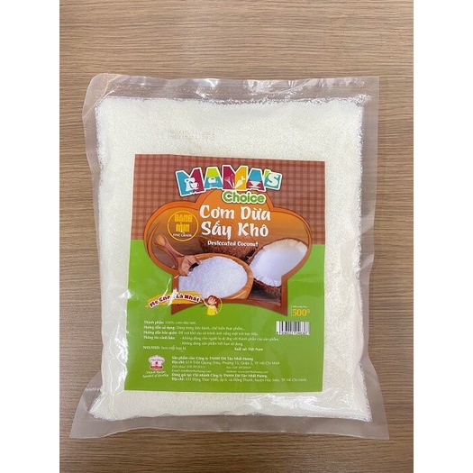 Cơm dừa mịn sấy khô Mama’s Choice gói 500g 100% cơm dừa tươi được nạo nhỏ và sấy khô trang trí bánh, bọc kẹo sô-cô-la...