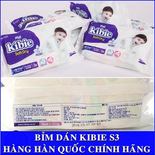 Bỉm/tã dán Kibie Hàn Quốc Size S3 (Túi 3 miếng)