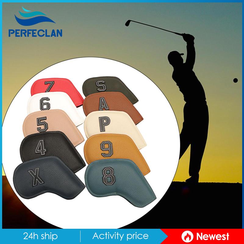 Set 10 Vỏ Bọc Bảo Vệ Đầu Gậy Đánh Golf 4-9,P ,S ,A ,X Club Bằng PU