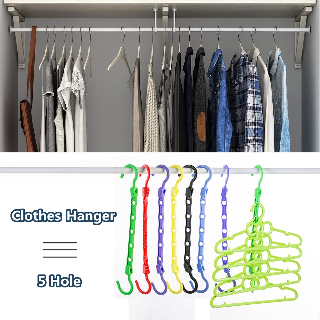 KRNY Móc Treo Quần Áo 5 Lỗ Gấp Gọn Tiết Kiệm Không Gian Mới