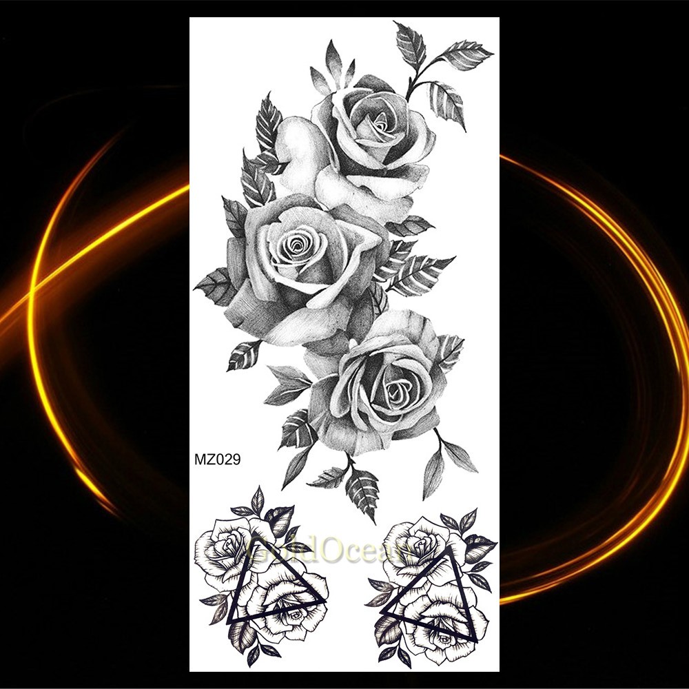 Fake-Tattoo-Decal Rose Temporary-Tattoos Henna Waterproof Flower Jewelrys-Design Body-Art