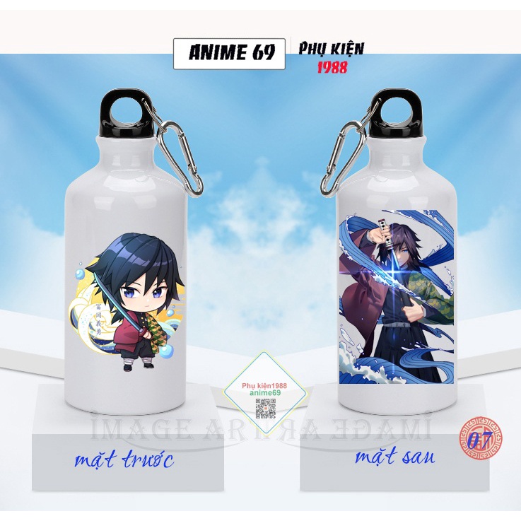 Bình nước thể thao nhôm in hình anime - kimetsu yaiba -500ml