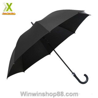 Ô dù che mưa cán cong có nút bấm tự động màu đen