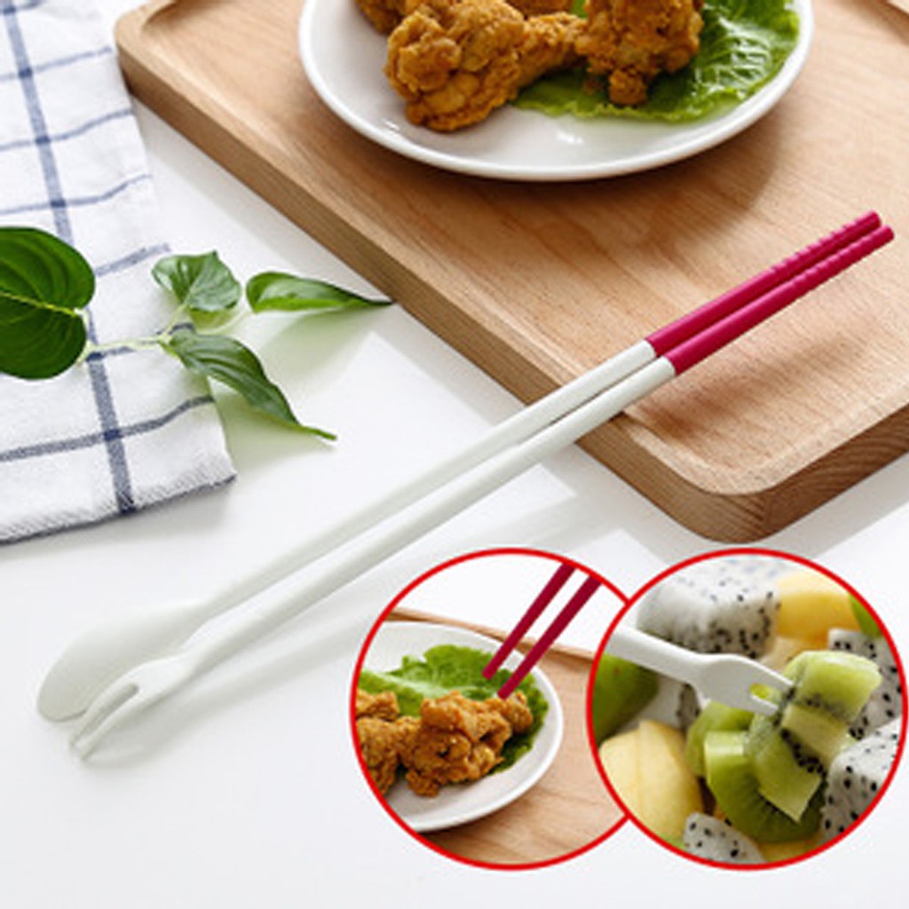 HÀNG NHẬT - Đũa nấu ăn thông mình Một đầu là đũa gắp, một đầu là thìa, dĩa giúp làm bếp tiện lợi hơn