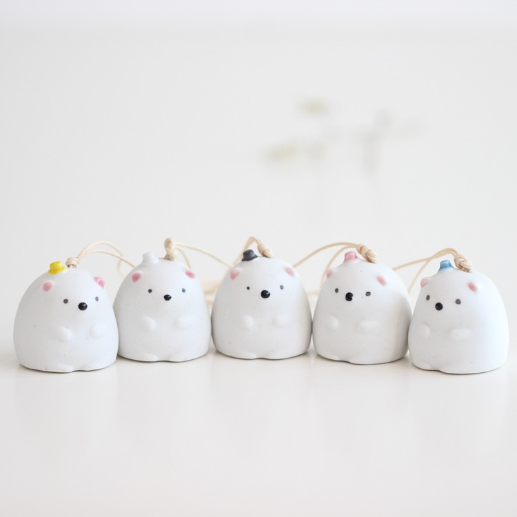 Chuông gió gốm sứ gấu con nhiều mẫu , Phong linh hình dễ thương