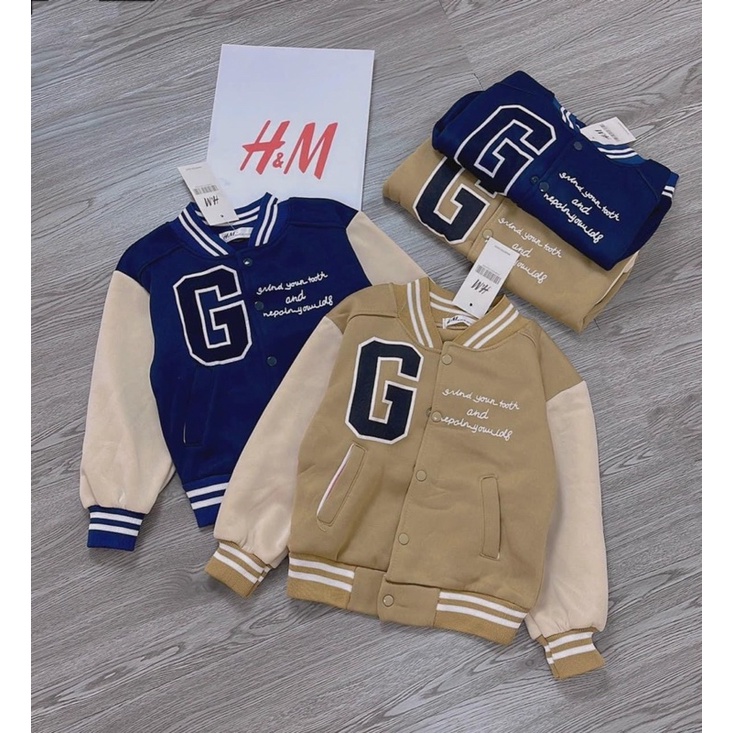 ÁO KHOÁC BOMBER CHỮ G CỔ VIỀN CHO BÉ