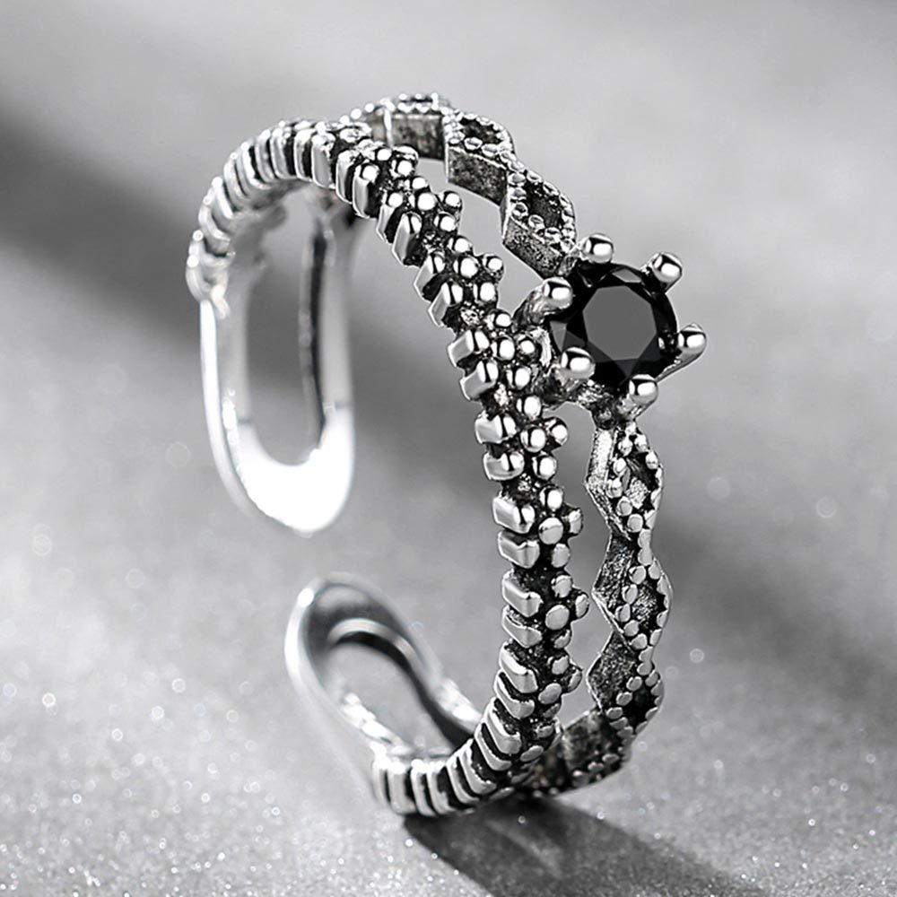 Nhẫn Bạc Thái Lan Màu Đen Phong Cách Hàn Quốc Cổ Điển 2021 Tùy Chỉnh Thời Trang Cho Nữ