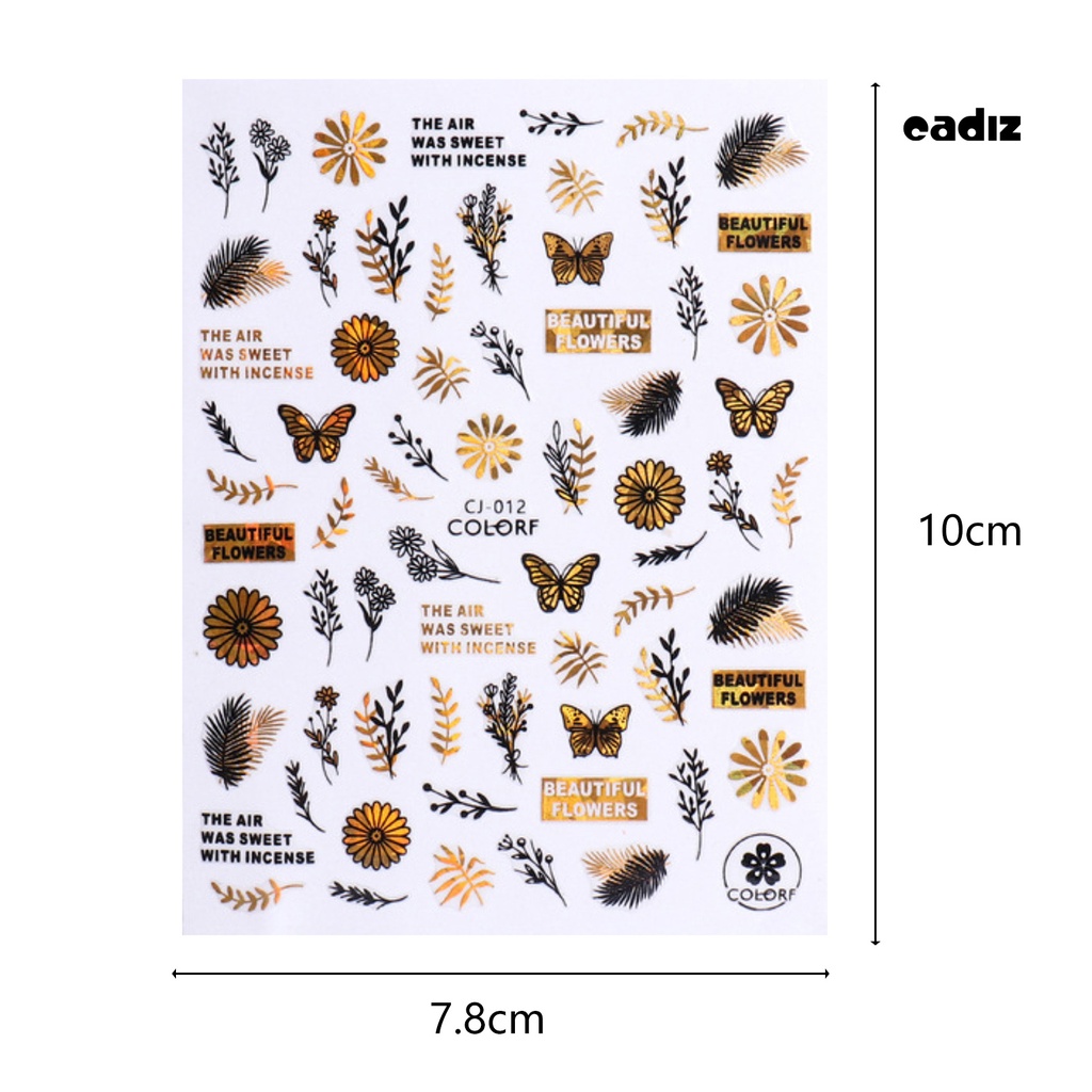 Miếng Dán Trang Trí Móng Tay Hiệu Ứng 3D Siêu Mỏng Họa Tiết Lá Vàng