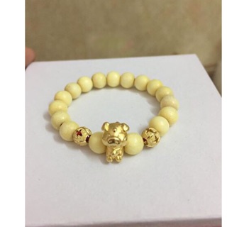 Vòng dâu tằm cành mix con Heo vàng & bi cát vàng