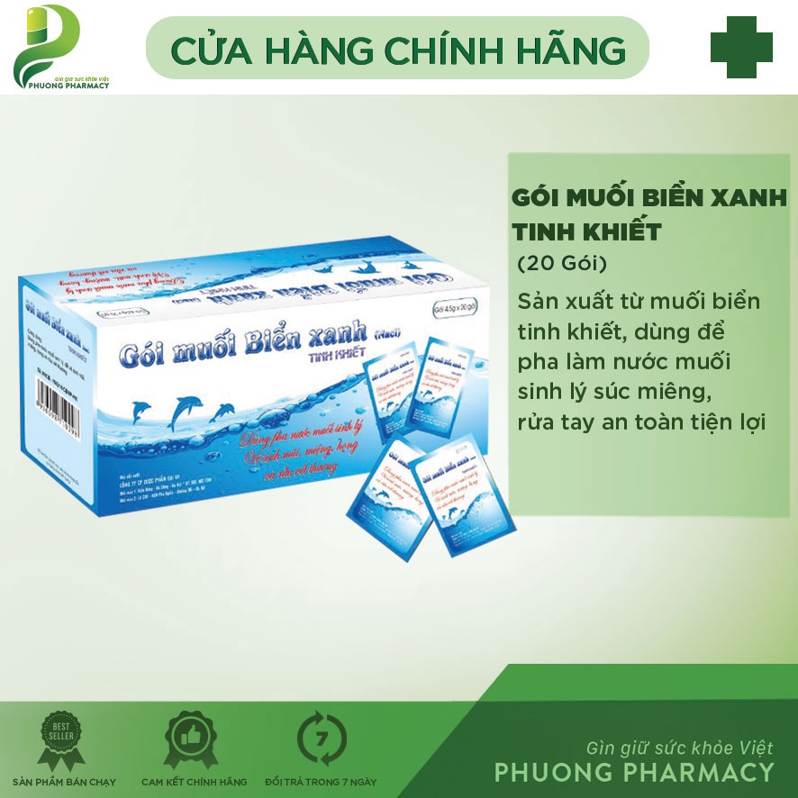 Gói muối biển xanh tinh khiết, hộp 20 gói